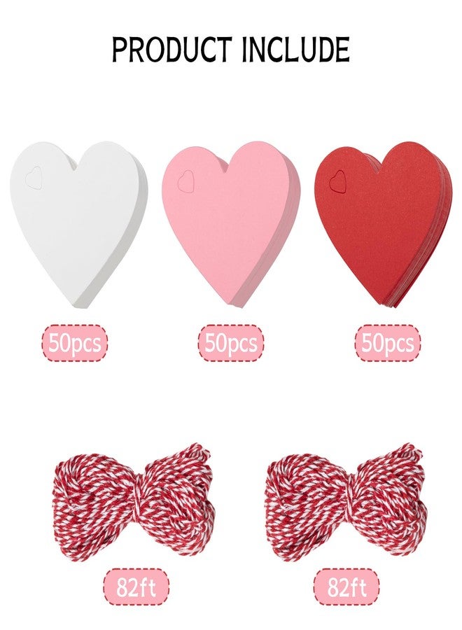 Jocomoni 150pcs Heart Shaped Gift Tags, Pink White Red Heart Paper Kraft Gift Hanging Tags with String for Valentine's Day Mother's Day Wedding Party Supply Home Decoration - Image 2